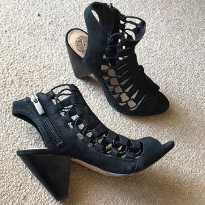 Vince Camuto Black Evel Leather Sandal 6.5